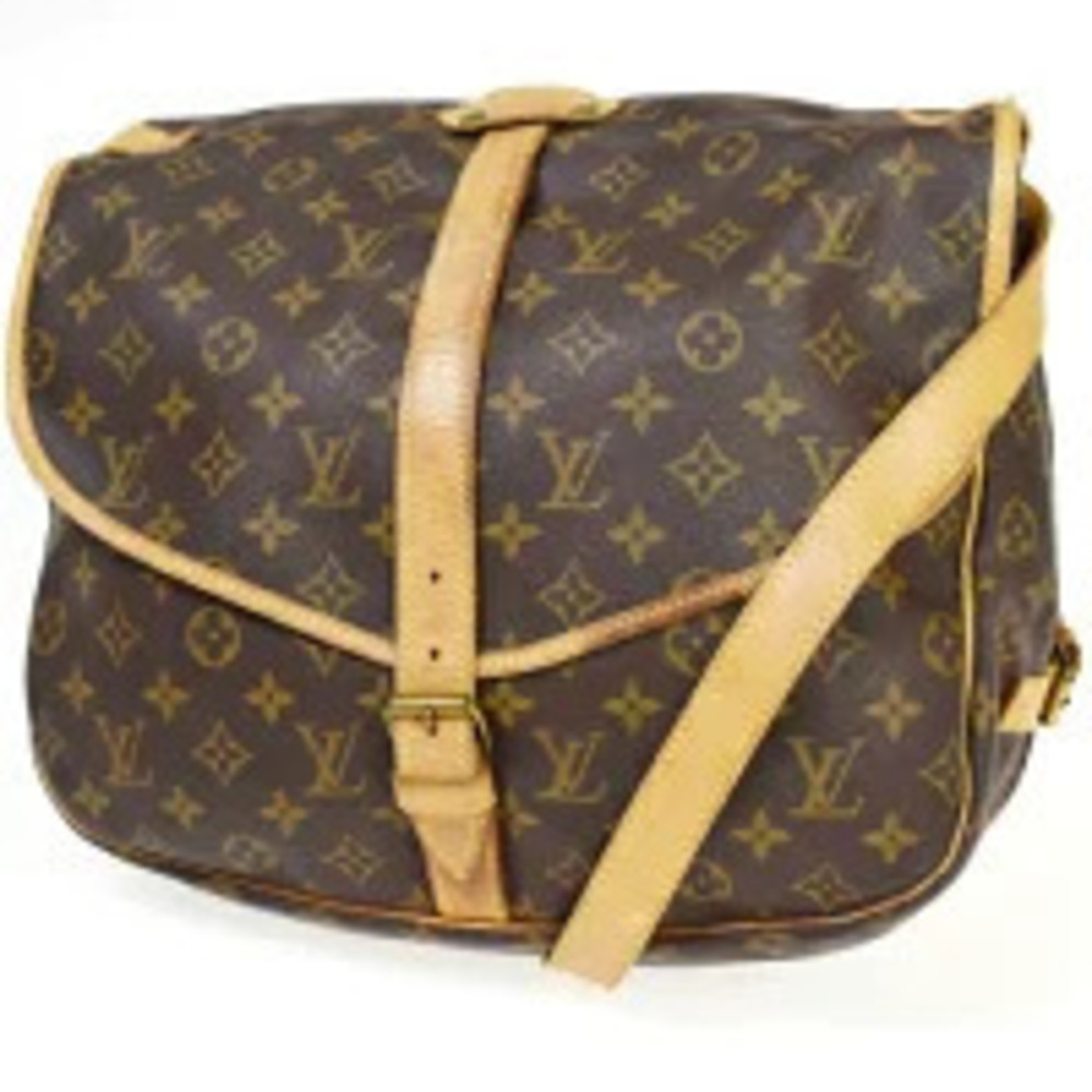 Louis Vuitton Saumur Monogram Leather Crossbody Bag Brown